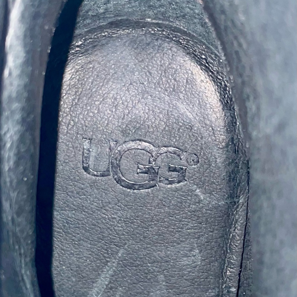 UGG Black Suede Ankle Booties with Gold-Tone Buckle Detail - Picture 4 of 5